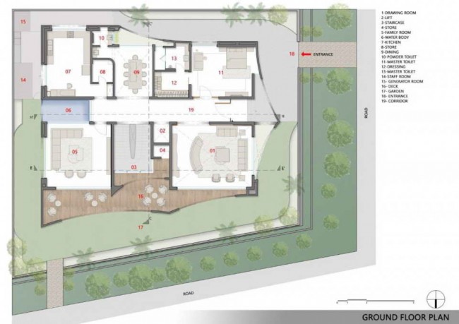 план 1 этажа виллы, Sanjay Puri Architects