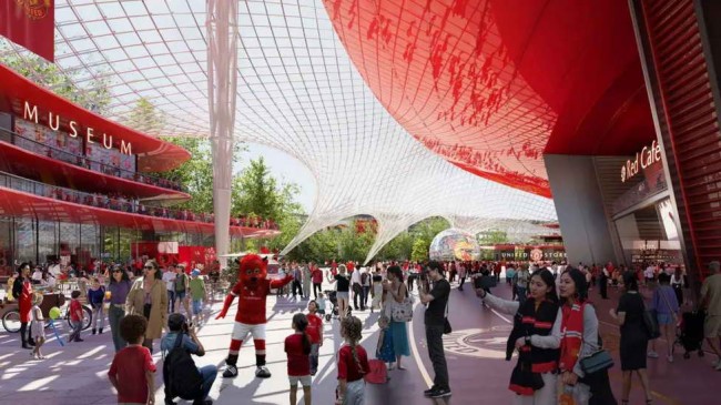 площадь перед стадионом, проект Foster + Partners
