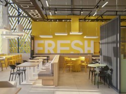 Функциональный интерьер первого ресторанного проекта Lenta Fresh Cafe