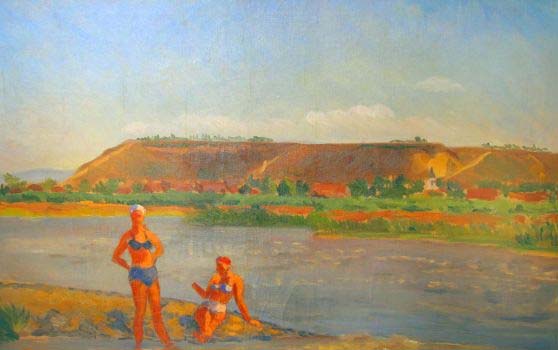 На купании, Мария Джагупова, холст, масло, 1940 год