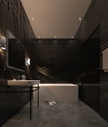 ванная комната с рельефной плиткой