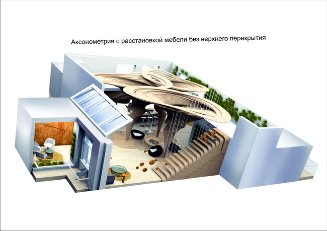 аксонометрия интерьера квартиры для путешественника
