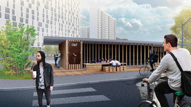 деревянный павильон в River Park