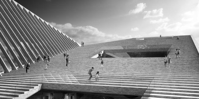 Лестница-крыша в музее Людвига, Будапешт. проект Snohetta