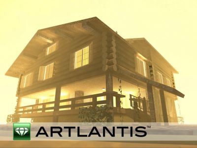 рендер бревенчатого дома
