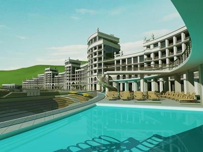 Гостиничный комплекс в Партените, фасады и бассейн
