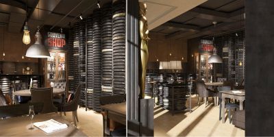 lounge зона
Lounge-зона разработана в образе старинного кинохранилища со стеллажами и стойками, заполненными плёночными кинобобинами. Уникальностью этого заведения, отличающего его от других, является не скрытая от посторонних глаз кинопроекционная комната, наличие которой даёт возможность любому посетителю наблюдать «закулисный» рабочий процесс киномеханика, настройку и подачу фильма на экран в режиме реального времени. Так же можно рассмотреть всю использующуюся в процессе работы технику — звуковые стойки, кинопроекторы, консоль управления цифрового кино.
Keywords: дизайн кафе, дизайн интерьера, дизайн проект, дизайн студия петербург