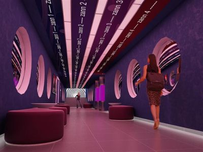 Коридор с фальш-окнами
коридор, интерьер киноцентр в г. Долгопрудный
