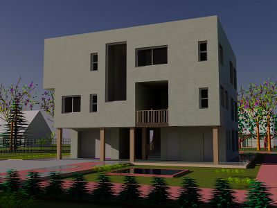 TW-MK-HOUSE, главный фасад
Основной акцент фасада- вертикаль остекления лестницы и входная площадка
