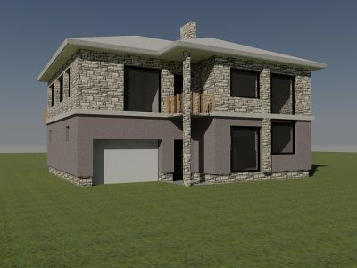 вариант с отделкой искусственным камнем
